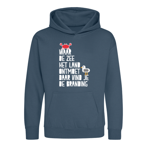 Hooded sweater van Strandpaviljoen De Branding Terschelling voor kiinderen.