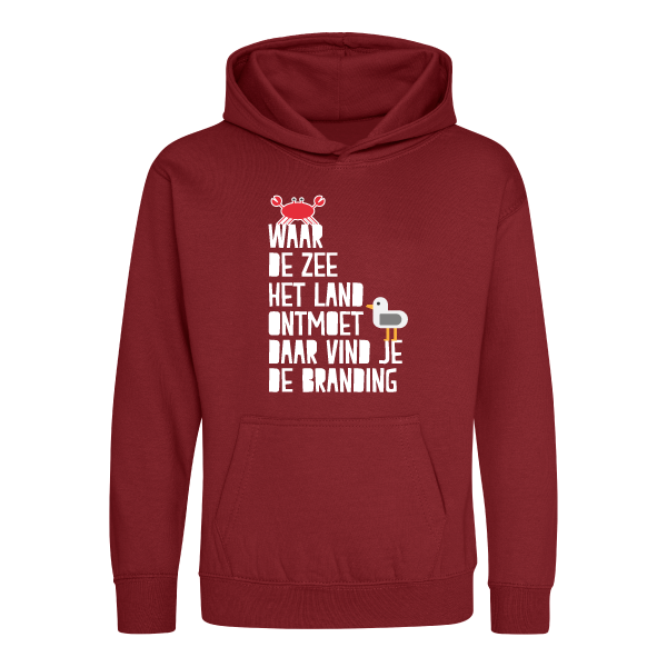 Hooded sweater van Strandpaviljoen De Branding Terschelling voor kiinderen.